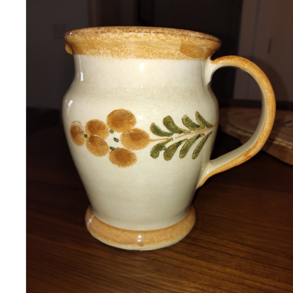 Williams Sonoma Ceramiche Arianna Italy Hand Painted Ceramic Pitcher Floral 6.5"